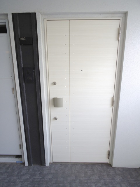 珍しい白い玄関ドア。