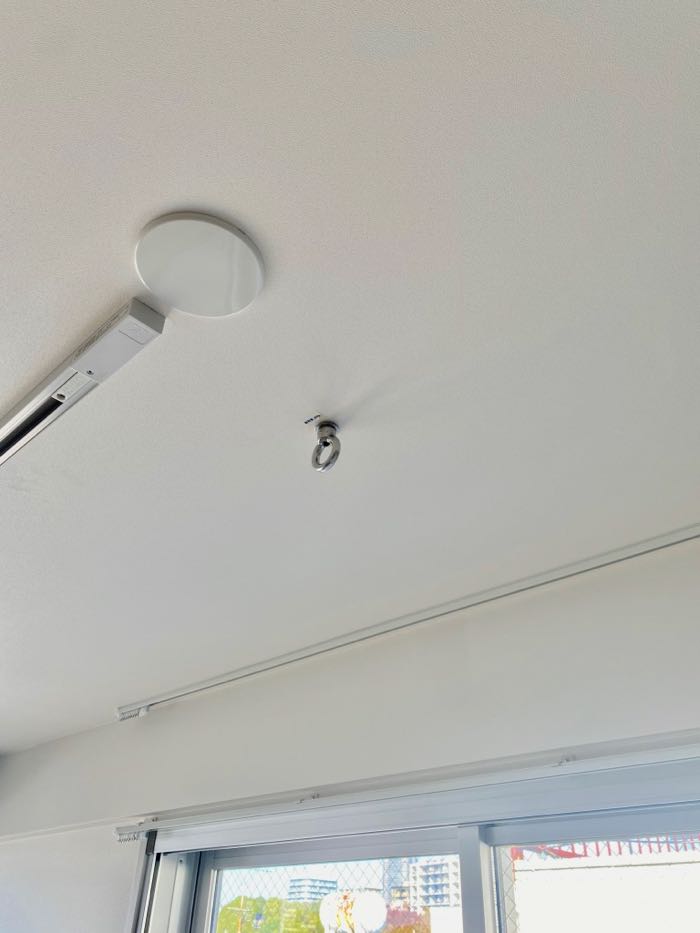 天井にはハンモック等に使える吊下フックが