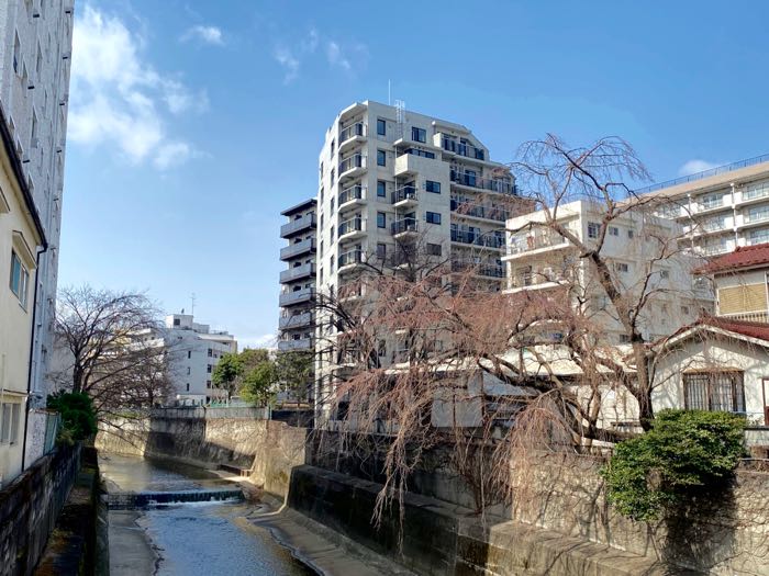 外観：神田川に架かる橋から(中央)